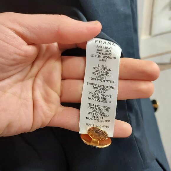 Frame Navy Blue Double Breasted Gold Button Blazer - Picture 7 of 8